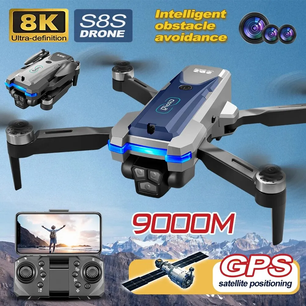 Drone Camera Hd - Складной Квадрокоптер S8S, GPS, Wi-Fi, 8K